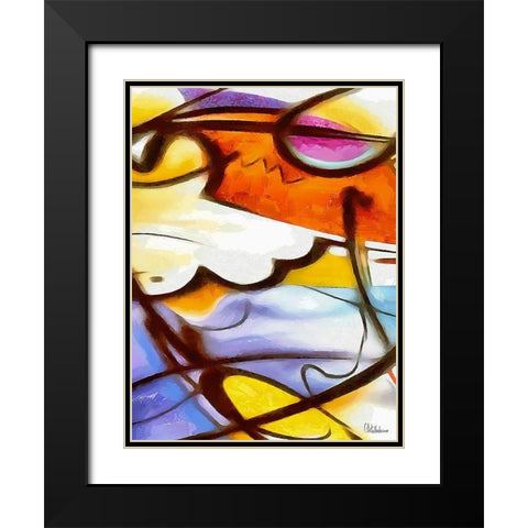 Kandinsky Inspiration XVIII Black Modern Wood Framed Art Print with Double Matting by Medeiros, Celito