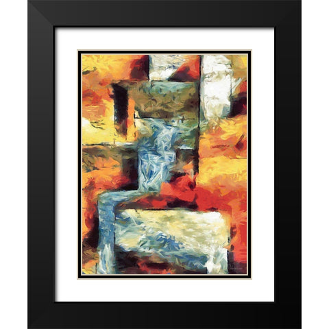 Kandinsky Inspiration XXII Black Modern Wood Framed Art Print with Double Matting by Medeiros, Celito