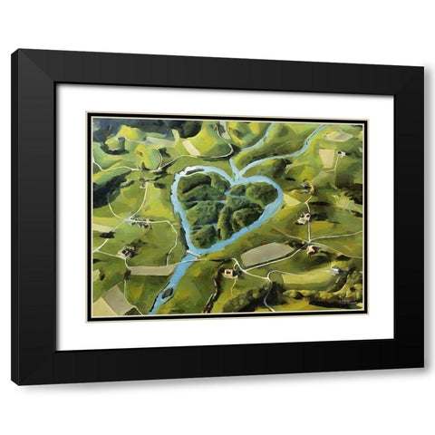 Heart of River Black Modern Wood Framed Art Print with Double Matting by Medeiros, Celito