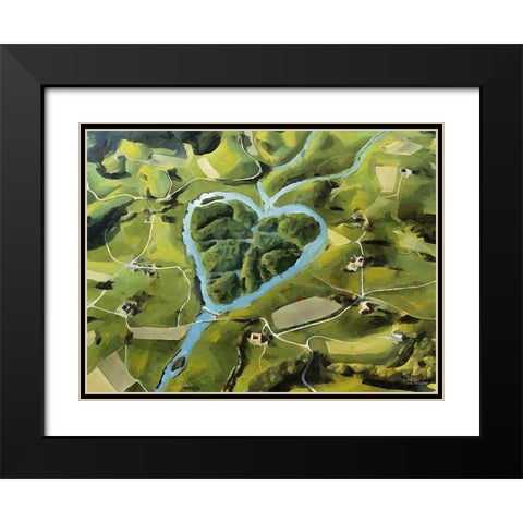 Heart of River Black Modern Wood Framed Art Print with Double Matting by Medeiros, Celito