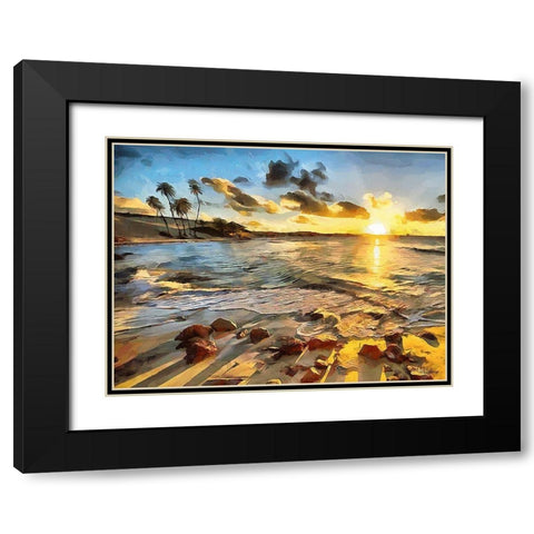 Sunset in Paradise II Black Modern Wood Framed Art Print with Double Matting by Medeiros, Celito