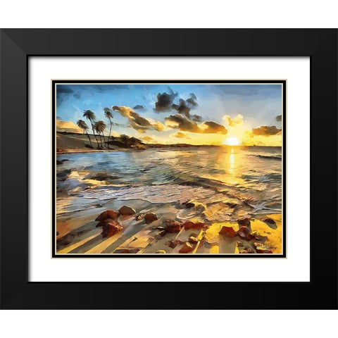 Sunset in Paradise II Black Modern Wood Framed Art Print with Double Matting by Medeiros, Celito