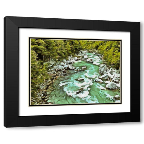 River in Forest I Black Modern Wood Framed Art Print with Double Matting by Medeiros, Celito