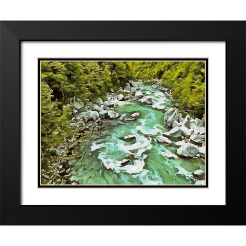 River in Forest I Black Modern Wood Framed Art Print with Double Matting by Medeiros, Celito
