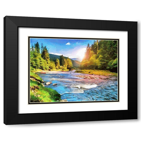 River in Forest VI Black Modern Wood Framed Art Print with Double Matting by Medeiros, Celito