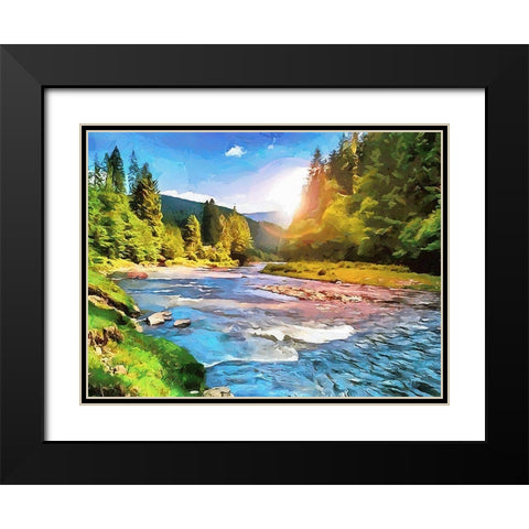 River in Forest VI Black Modern Wood Framed Art Print with Double Matting by Medeiros, Celito