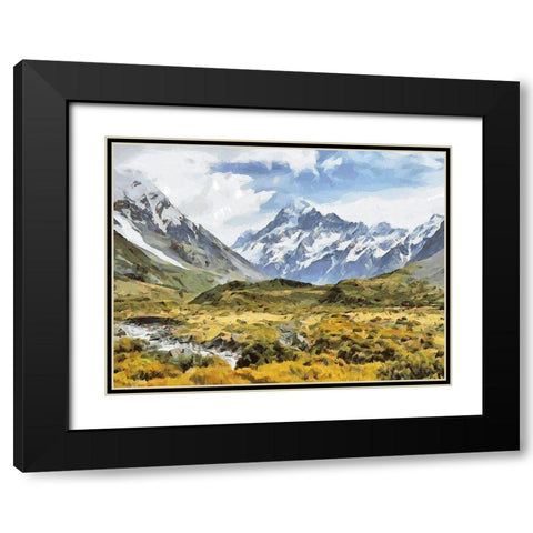 Mountains with snow Black Modern Wood Framed Art Print with Double Matting by Medeiros, Celito