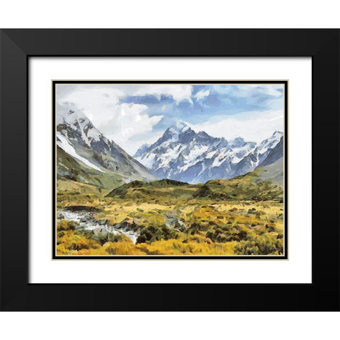 Mountains with snow Black Modern Wood Framed Art Print with Double Matting by Medeiros, Celito