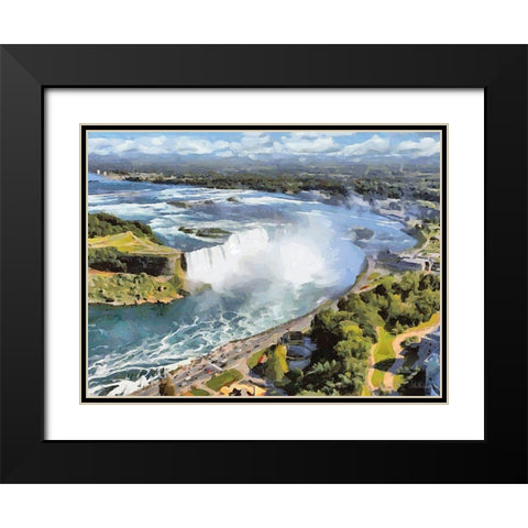 Niagara Falls IV Black Modern Wood Framed Art Print with Double Matting by Medeiros, Celito