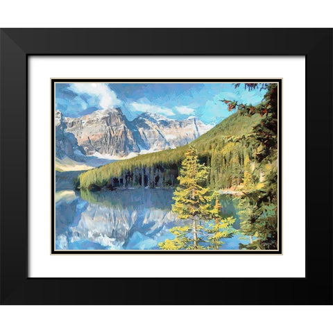 Lake Louise Black Modern Wood Framed Art Print with Double Matting by Medeiros, Celito