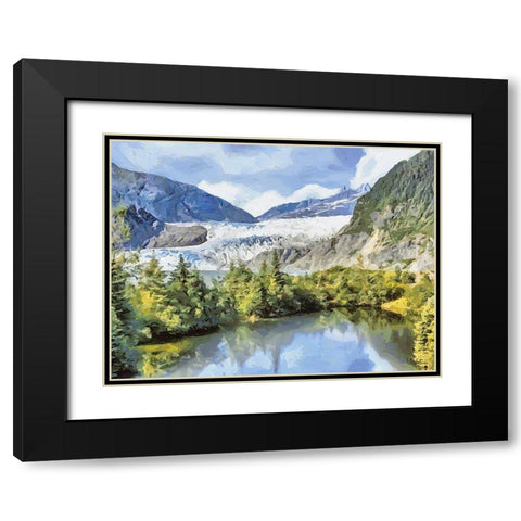 Glacier Black Modern Wood Framed Art Print with Double Matting by Medeiros, Celito