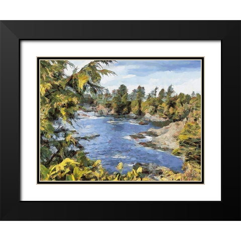 Windy River Black Modern Wood Framed Art Print with Double Matting by Medeiros, Celito