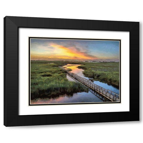 Romantic Sunset Black Modern Wood Framed Art Print with Double Matting by Medeiros, Celito