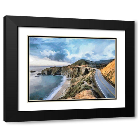 Bridge near Sea Black Modern Wood Framed Art Print with Double Matting by Medeiros, Celito