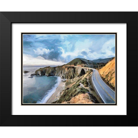 Bridge near Sea Black Modern Wood Framed Art Print with Double Matting by Medeiros, Celito
