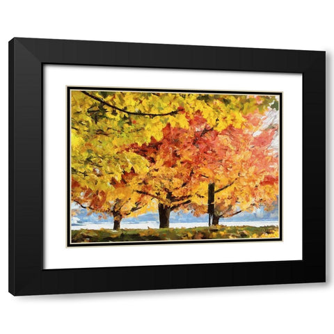 Autumn Trees in the City I Black Modern Wood Framed Art Print with Double Matting by Medeiros, Celito