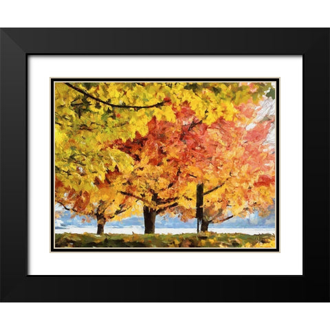 Autumn Trees in the City I Black Modern Wood Framed Art Print with Double Matting by Medeiros, Celito