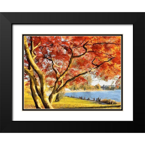 Autumn Trees in the City II Black Modern Wood Framed Art Print with Double Matting by Medeiros, Celito