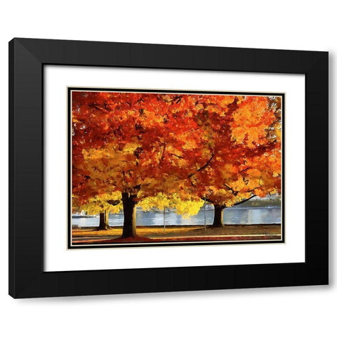 Autumn Trees in the City III Black Modern Wood Framed Art Print with Double Matting by Medeiros, Celito
