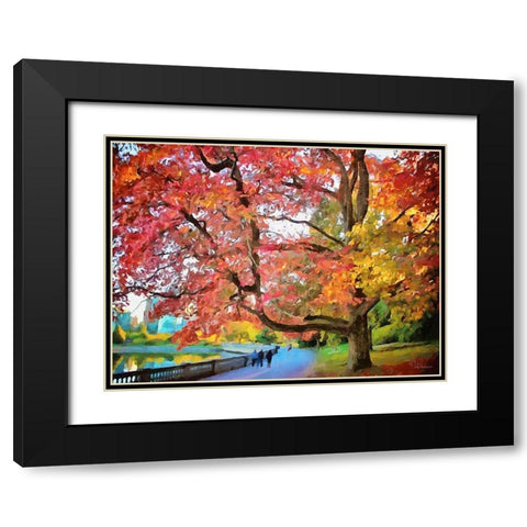 Autumn Trees in the City IV Black Modern Wood Framed Art Print with Double Matting by Medeiros, Celito