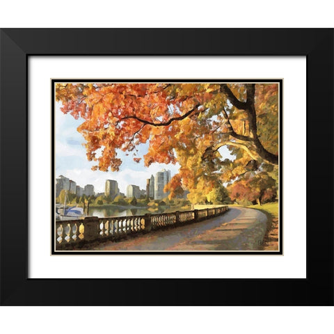 Autumn Trees in the City V Black Modern Wood Framed Art Print with Double Matting by Medeiros, Celito