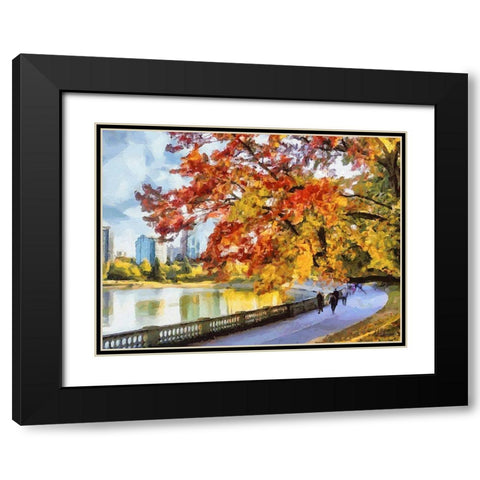 Autumn Trees in the City VI Black Modern Wood Framed Art Print with Double Matting by Medeiros, Celito