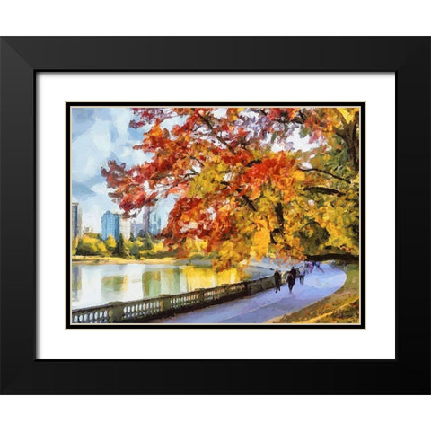 Autumn Trees in the City VI Black Modern Wood Framed Art Print with Double Matting by Medeiros, Celito