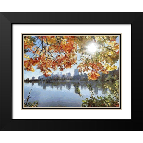 Autumn Trees in the City VII Black Modern Wood Framed Art Print with Double Matting by Medeiros, Celito
