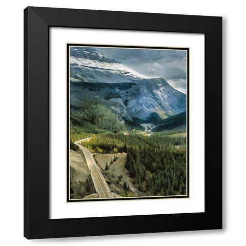 Highway in Jasper National Park Black Modern Wood Framed Art Print with Double Matting by Medeiros, Celito