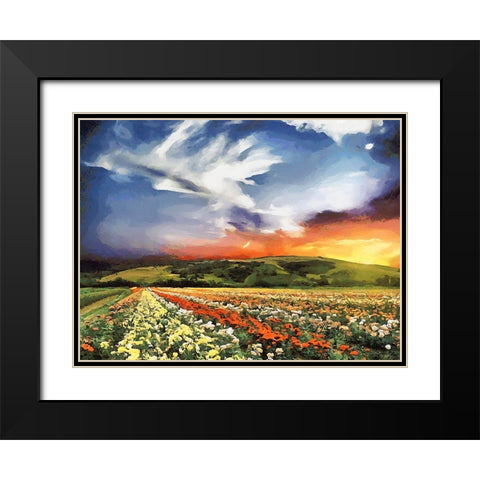 Tulip Field III Black Modern Wood Framed Art Print with Double Matting by Medeiros, Celito