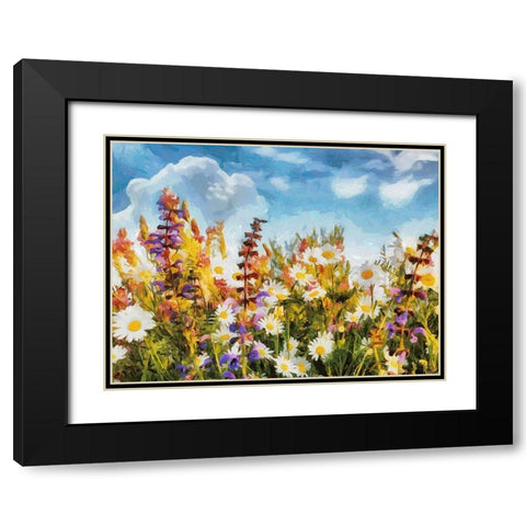 Field Flowers I Black Modern Wood Framed Art Print with Double Matting by Medeiros, Celito