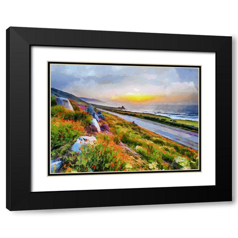Street by the Coast Black Modern Wood Framed Art Print with Double Matting by Medeiros, Celito