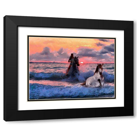 Girl Riding in the Sea Black Modern Wood Framed Art Print with Double Matting by Medeiros, Celito