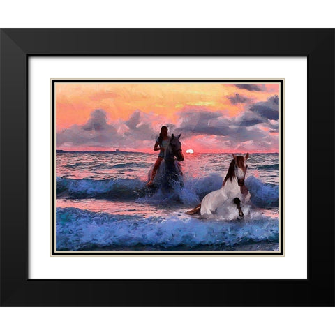 Girl Riding in the Sea Black Modern Wood Framed Art Print with Double Matting by Medeiros, Celito