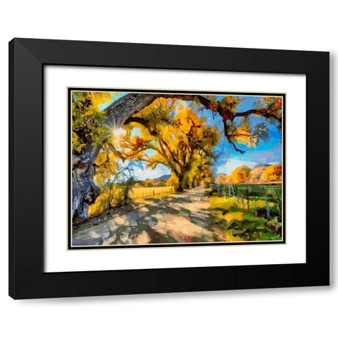 Road Under Big Trees Black Modern Wood Framed Art Print with Double Matting by Medeiros, Celito