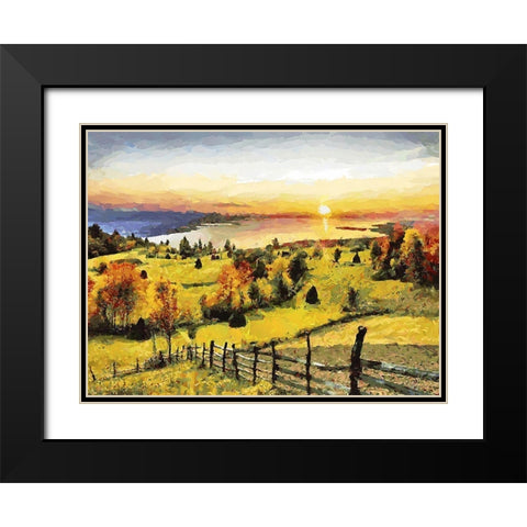 Sunset on the Lake Black Modern Wood Framed Art Print with Double Matting by Medeiros, Celito