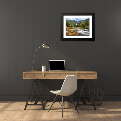 River with Watterfall Black Modern Wood Framed Art Print with Double Matting by Medeiros, Celito