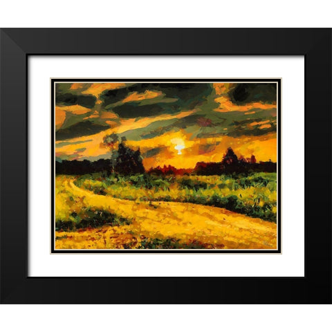 Sunset Behind the Trees II Black Modern Wood Framed Art Print with Double Matting by Medeiros, Celito