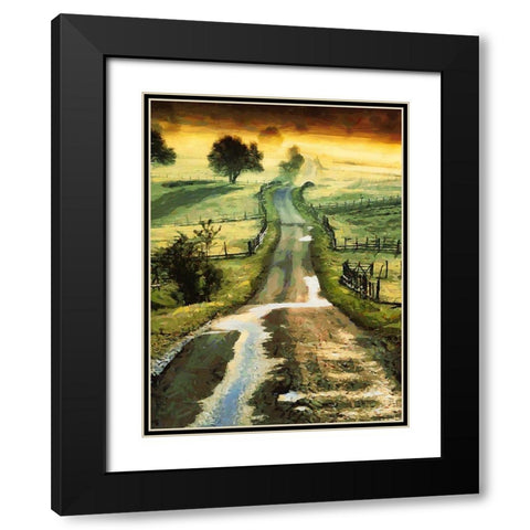 Wavy Road to Countryside Black Modern Wood Framed Art Print with Double Matting by Medeiros, Celito