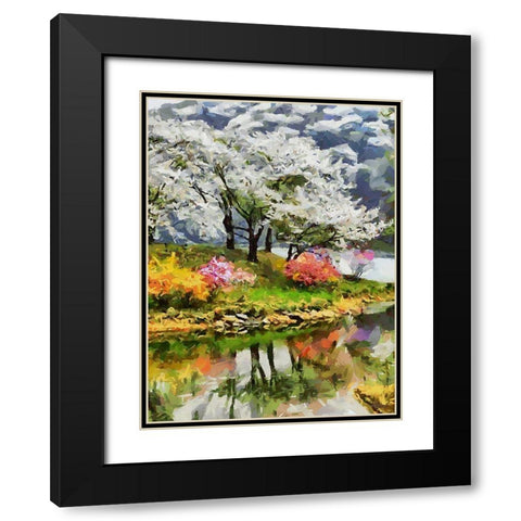 White and Pink Trees Black Modern Wood Framed Art Print with Double Matting by Medeiros, Celito