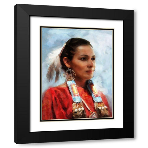Indian Girl II Black Modern Wood Framed Art Print with Double Matting by Medeiros, Celito