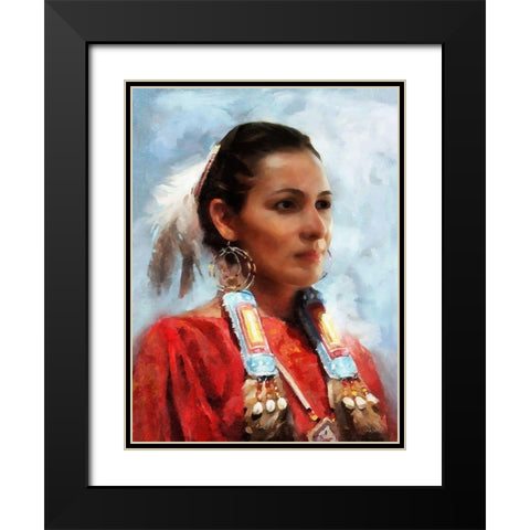 Indian Girl II Black Modern Wood Framed Art Print with Double Matting by Medeiros, Celito