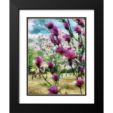 Magnolia Tree Black Modern Wood Framed Art Print with Double Matting by Medeiros, Celito