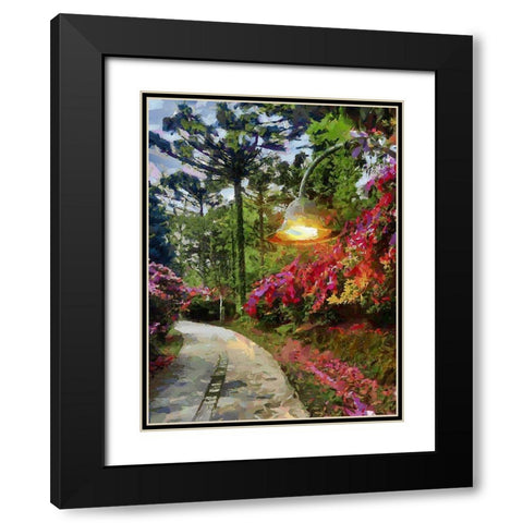 Lamp in the Garden Black Modern Wood Framed Art Print with Double Matting by Medeiros, Celito