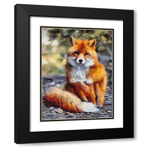 Orange Fox Black Modern Wood Framed Art Print with Double Matting by Medeiros, Celito