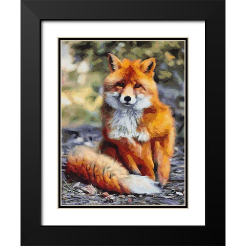 Orange Fox Black Modern Wood Framed Art Print with Double Matting by Medeiros, Celito