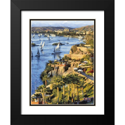 Sailboat on the Nile Black Modern Wood Framed Art Print with Double Matting by Medeiros, Celito