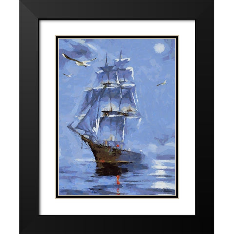Old Sailboat Black Modern Wood Framed Art Print with Double Matting by Medeiros, Celito