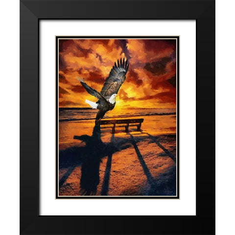 Eagle by Sunset Black Modern Wood Framed Art Print with Double Matting by Medeiros, Celito