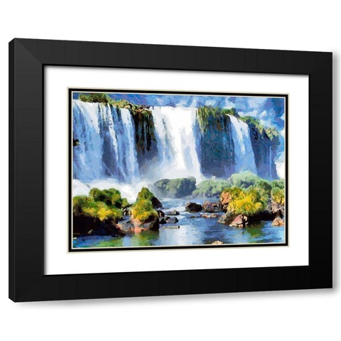Iguazu Waterfalls II Black Modern Wood Framed Art Print with Double Matting by Medeiros, Celito